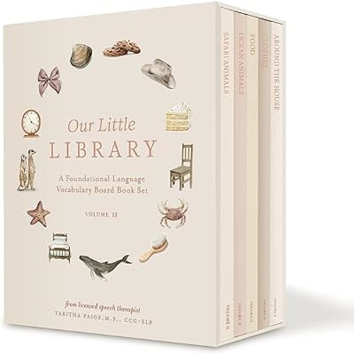 Our Little Library Vol. 2: A Foundational Language Vocabulary Board Book Set for Babies, Including Ocean Animals, Safari Animals, Food and Drink, ... the House (Our Little Adventures Series) Board book – October 29, 2024