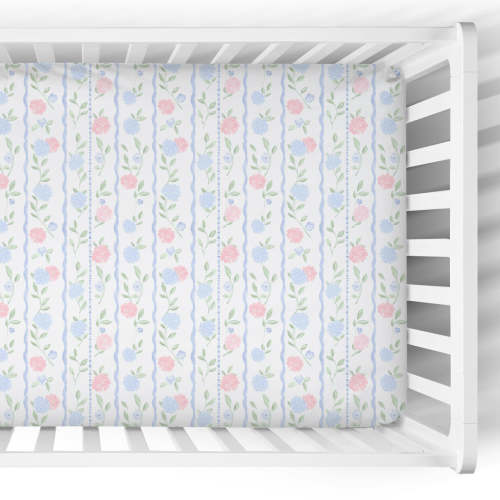 Crib Sheet | Hydrangea Stripe