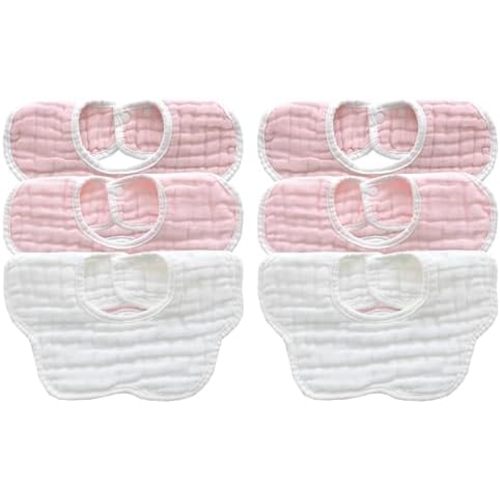 MUKIN Baby Drooling Towel, Snap Bibs, Muslin Bibs, 6 Pack, Adjustable, Soft Cotton