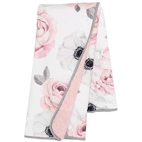 Lambs & Ivy Floral Garden Watercolor Floral Pink Ultra Soft Baby Blanket