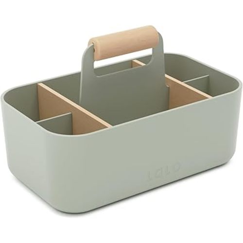 Lalo The Caddy - Multi-Purpose Storage Solution with Removable Dividers, Perfect as a Diaper Caddy, Bath Time Organizer & Art Caddy, BPA-Free, Multiple Compartments - Sage