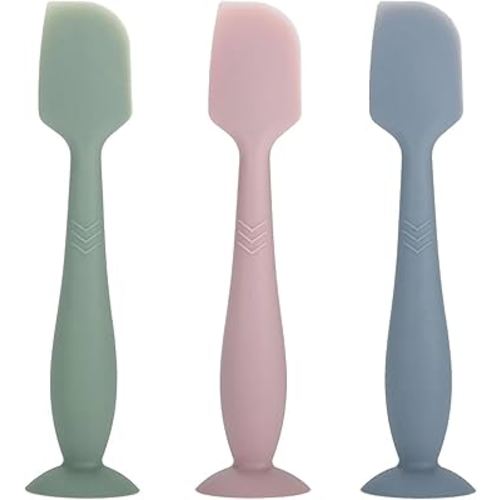 3 Pack Baby Diaper Cream Spatula Applicator, Soft Silicone Butt paste Spatula Diaper Cream Brush with Suction Cup Base (Cyan, Pink, Green)