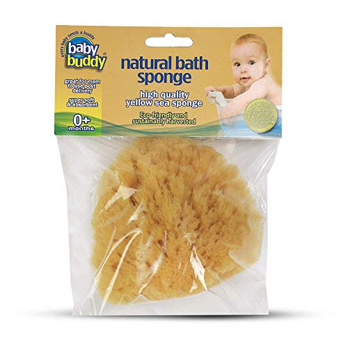 Baby Buddy Baby Bath 4” Yellow Sea Sponge, Absorbent Natural Sea Sponge, Soft on Tender Skin, Biodegradable, Hypoallergenic, Bath Accessories for Baby, Natural Sea Sponges for Bathing, 1 Pack