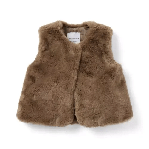 Newborn Soft Brown Baby Faux Fur Vest by Janie and Jack
