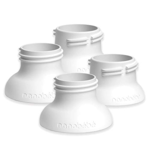 Nanobebe Baby Bottle Breast Pump Adapters, Compatible with Ameda and Medela Breast Pumps, Baby Bottle Thread Changer, Baby Bottle Converter - 4-Pack