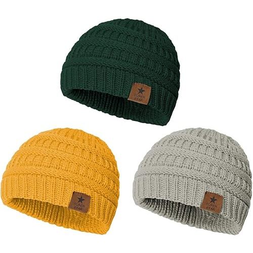 Durio Unisex Baby Beanie - Soft & Warm Knit Infant Winter Hat, Stretchy Cap Fit for Newborn to Toddler Girls Boys 6-36 Months