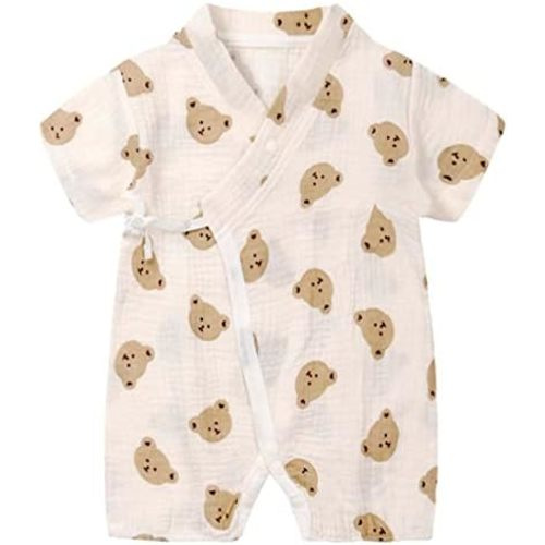 PAUBOLI Newborn Muslin Robe Baby Kimono Onesie Infant Cotton Romper 0-24 Months