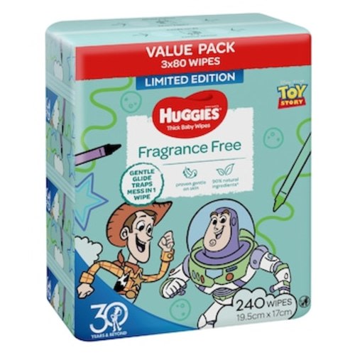 Huggies Thick Baby Wipes Fragrance Free 240 pack | Woolworths