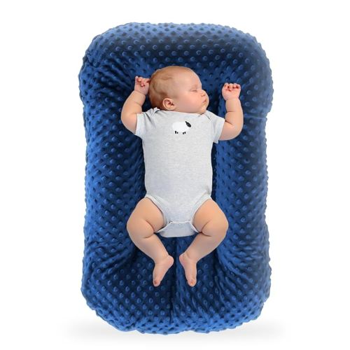 Baby Lounger Pillow for Newborn,Infant Lounger Cosleeping for Baby in Bed,Newborn Lounger Nest for Boys & Girls 0-12 Months(Navy Blue Bean)