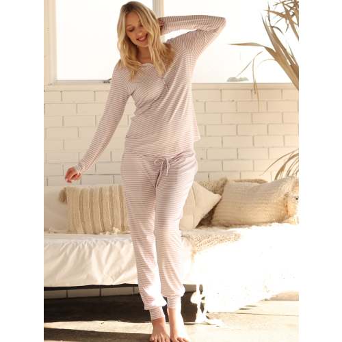 Full Sleeve Maternity and Nursing Bamboo/Cotton Lavender Pajama Set