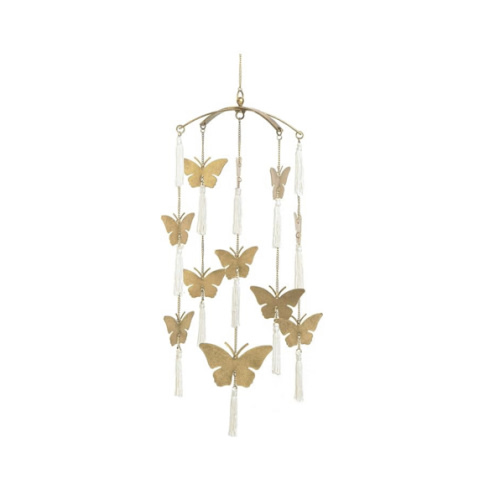 Crane Baby Handcrafted Brass Ceiling Hanging Mobile for Nursery, Butterfly Nursery Decor for Girl, 6"x 6" x 36", Baby Girl Nursery Decor, Butterfly Mobile