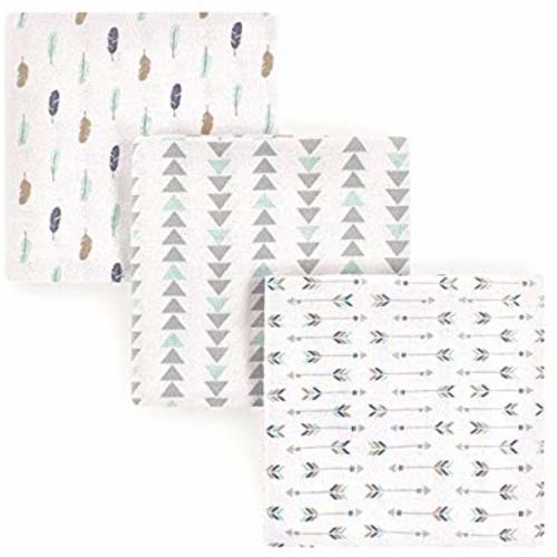 Luvable Friends 3 Piece Flannel Receiving Blanket, Boy Feathers, One Size