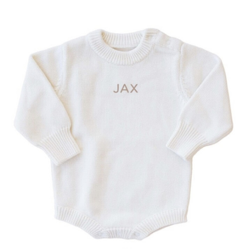Personalized Knit Sweater Bubble Romper | Solid