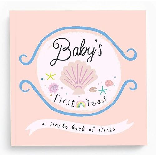Lucy Darling Baby Memory Book, Themed Baby First Year Book, First 5 Years Journal & Photo Album for Baby Boy/Girl, Keepsake Books, Gender Neutral Memories & Milestone Book, Mom Gift - Beach Babe