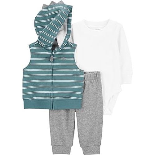 Carter's Baby Boys' 3 Piece Plaid Patch Little Vest Set