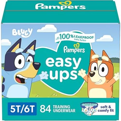 Pampers Training Pants - Easy Ups Boys & Girls Bluey - Size 5T-6T, 84 Count, Children's Potty Underwear (Packaging May Vary)