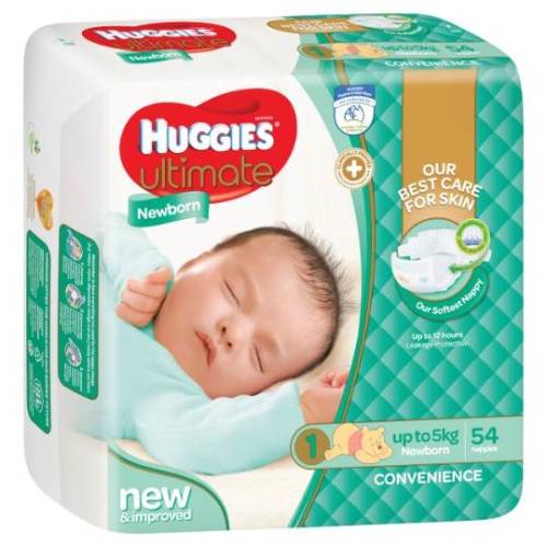 Huggies Newborn Nappies Size 1 (up to 5kg) 54 pack