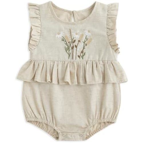 Simplee kids Newborn Baby Girls Rompers Infant Ruffle Long Sleeves Embroidery Bodysuit Outfits