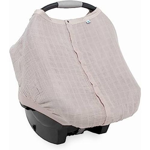 Little Unicorn 100% Cotton Muslin Car Seat Canopy | Super Soft Lightweight Cover with Window | Breathable | Magnetic Closure | Baby and Infant | Machine Washable | Shower Gift (Porpoise)