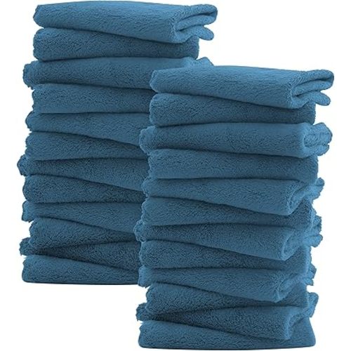 Sunny zzzZZ Ultra Soft 24 Pack Baby Washcloths - 10x10 Inches - Coral Fleece Extra Absorbent Wash Clothes for Babies, Infants and Toddlers - Sensitive Skin and Newborn - Ideal Baby - Ocean Aqua
