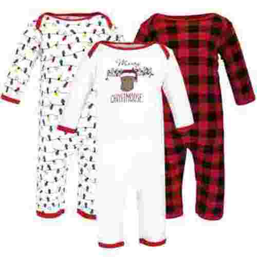 Hudson Baby Infant Boy Cotton Coveralls, Christmoose, 3-6 Months