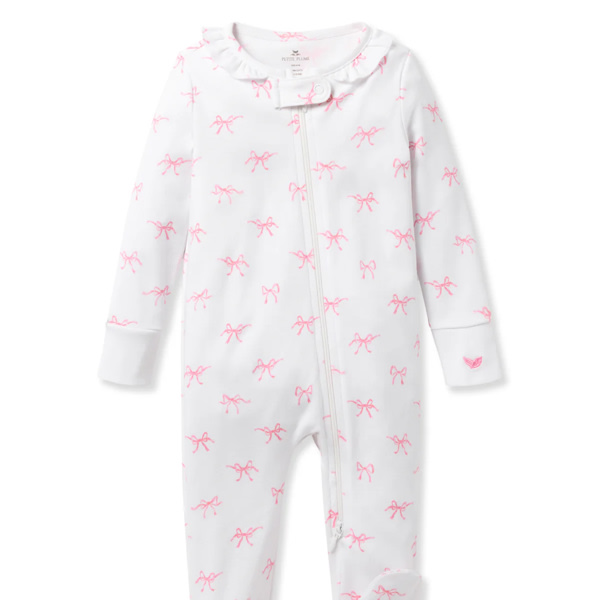 Baby's Pima Ruffle Collar Romper in Blushing Bows