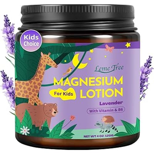 Magnesium Lotion for Kids & Babies, Lavender Magnesium Cream for Sleep, Soothing Relief & Relaxation, Topical Magnesium buttur, Apply to Legs, Arms, Stay Calm at During The Night (4 oz, Lavender)