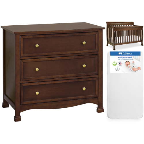 DaVinci Jayden Nursery Set including 4 in 1 Convertible Crib, 6 Drawer Dresser in Espresso and Complete Slumber Crib and Toddler Mattress