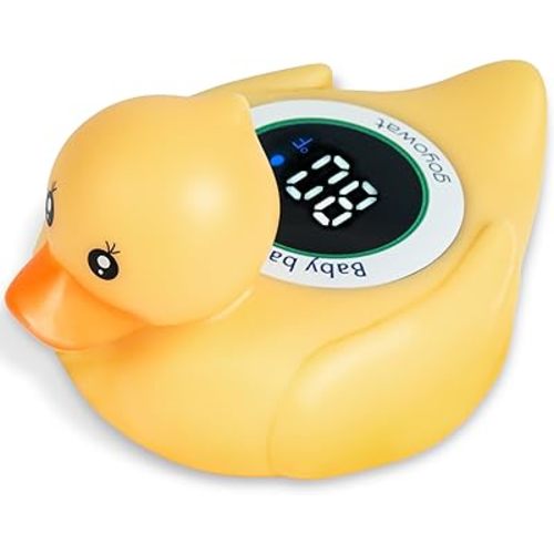 Baby Bath Thermometer with LED Display, Floating Duck Toy – 2-in-1 Water Safety Sensor for Infants, Color-Coded Alerts (Hot/Cold), Bath Tub Temperature Monitor, Cute Floating Bath Toy