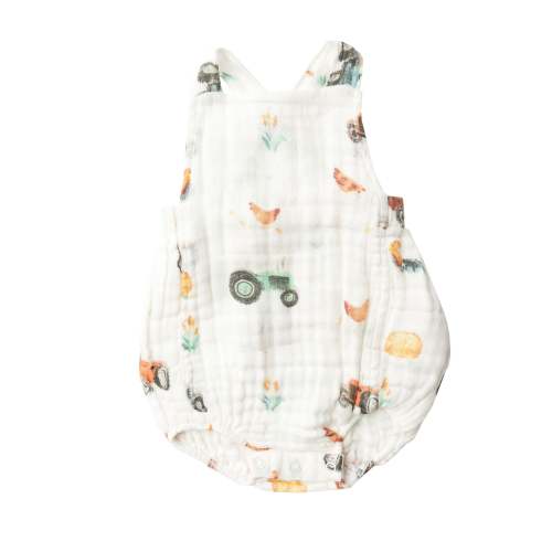 Retro Sunsuit, Tractors White