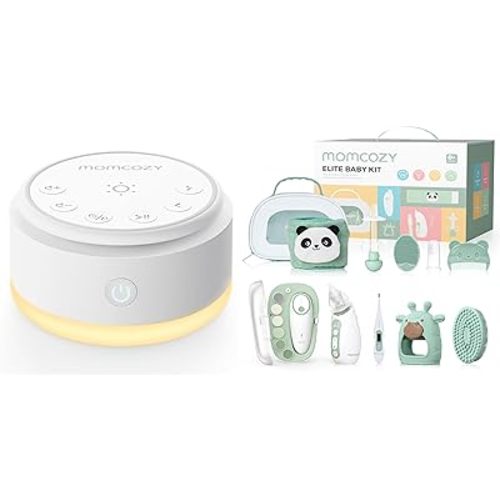 Momcozy Portable White Noise Machine with Warm Light & Elite Baby Kit for Grooming & Health & Cleansing Care