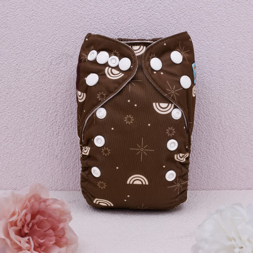 Newborn all In One Diaper with Pocket Sewn-in one Newborn 4-layer Bamboo blend insert-(SAO-EW10A)