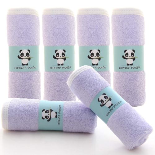 HIPHOP PANDA Baby Washcloths, Rayon Made from Bamboo - 2 Layer Ultra Soft Absorbent Newborn Bath Face Towel - Reusable Baby Wipes for Delicate Skin - Purple, 6 Pack