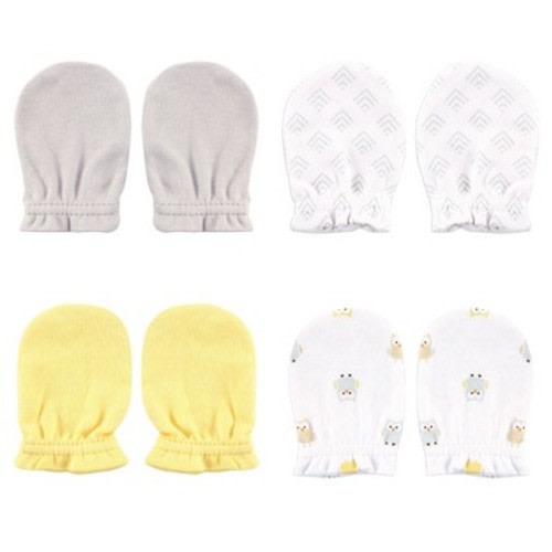Luvable Friends Baby Cotton Scratch Mittens 4pk, Owl, One Size