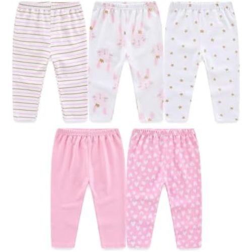 Unisex Baby Boy Girl Pants Sets Cotton Soft Infants Bottoms Casual 5 Pack 0-12 Month Babies' Leggings