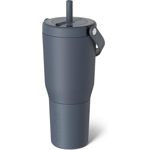 BrüMate Resa 35oz 100% Leakproof Travel Tumbler with Handle & Straw | Flexible Soft Sip Straw | Silicone Sleeve for Durability | Stainless Steel | Cup Holder & Travel Friendly | (Nightfall Blue)