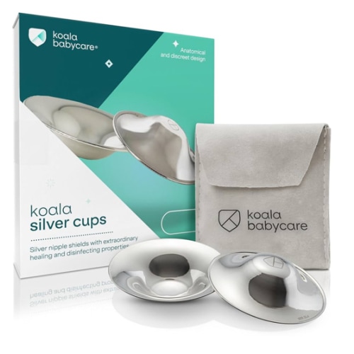 Koala Babycare The Original Nursing Cups 100% Silver – Nipple Shields for Nursing Newborn - Breastfeeding Essentials Protect and Soothe Cracked Nipples - Standard Size