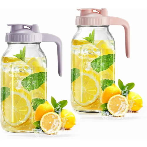 32oz Glass Pitcher with Lid & V-shaped Pour Spout - 1 Quart Breastmilk Pitcher Double Leak Proof, Creamer Container for Sun Tea, Juice, Cold Brew Coffee, Breastmilk Storage Container