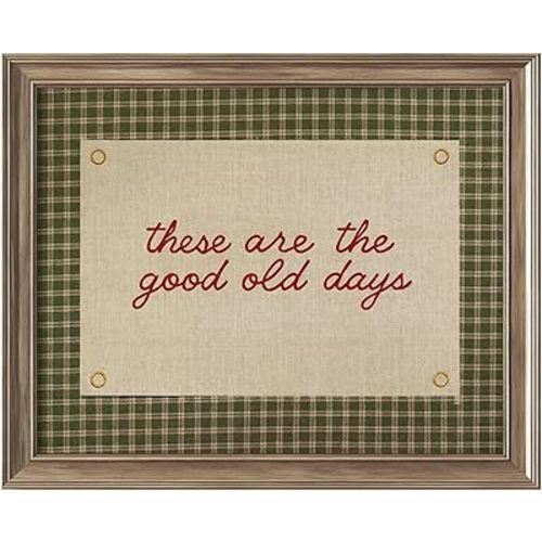 These Are the Good Old Days Wall Art Print, Rustic Farmhouse Quote Print, Vintage Plaid Pattern Inspirational Decor, Cozy Country Home Artwork, Unframed Retro Typography Sign (11X14 Inch-Unframed)