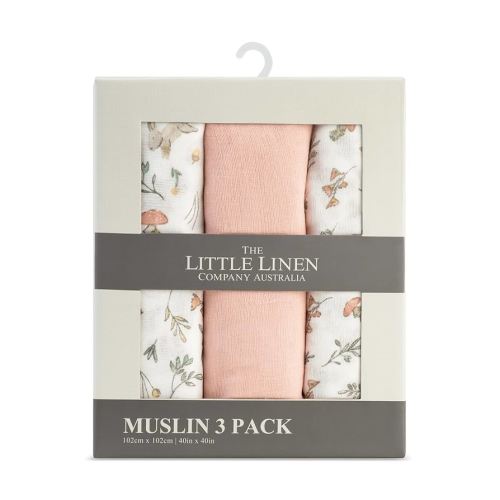 The Little Linen Company Baby Muslin Swaddle Wrap 3pk - Harvest Bunny : Amazon.com.au: Baby