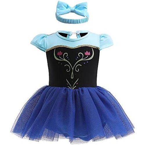 Dressy Daisy Infant Baby Girl Princess Onesie Romper Fancy Dress Costume Halloween Birthday Bodysuit Outfit with Headband
