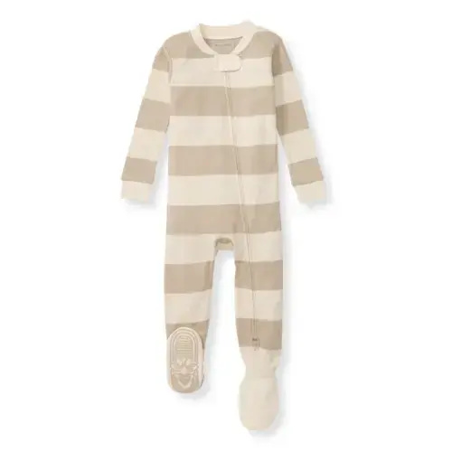 Mommy & Me Rugby Stripe Organic Cotton Sleeper - Oat – Burt's Bees Baby