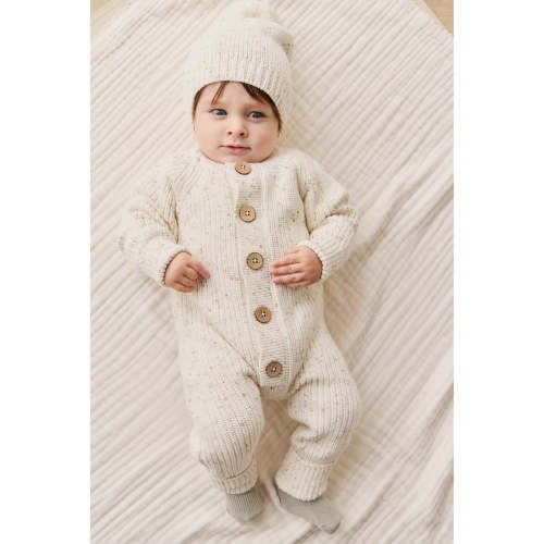 Alfie Knitted Onepiece - Oatmeal Hay Fleck – Jamie Kay USA