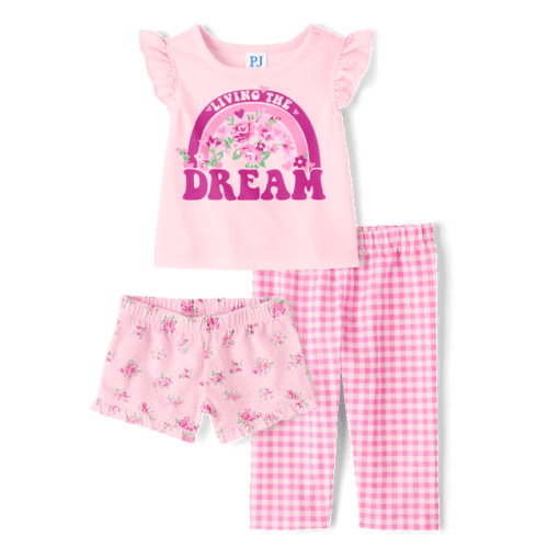 Toddler Girls Living The Dream 3-Piece Pajama Set - Pink