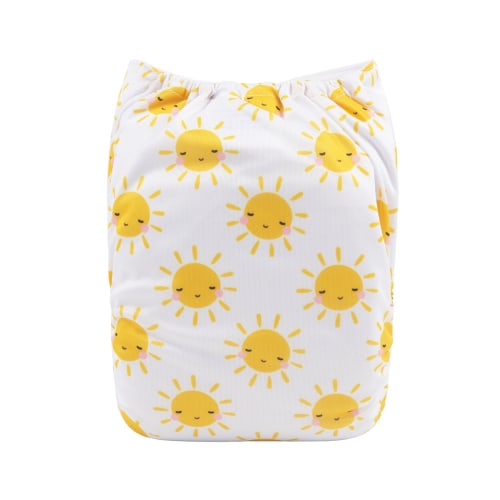 ALVABABY Positioning Cloth Diaper - One Size Adjustable Washable &amp; Reusable Diaper for Babies and Toddlers (YDP113A Sun)