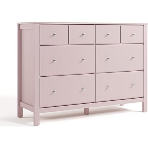 Storkcraft Horizon 6 Drawer Dresser – GREENGUARD Gold Certified Dresser for Nursery & Kids’ Room, Modern Storage with Interlocking Drawer System (Blush)