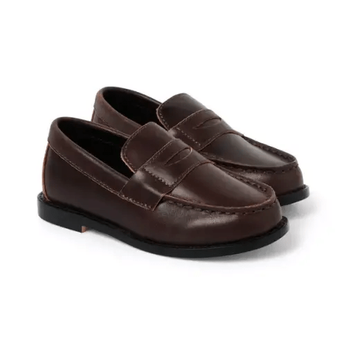Boy Cocoa Leather Penny Loafer by Janie and Jack