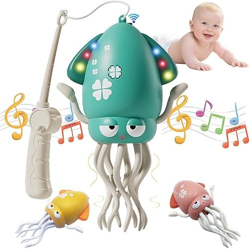Electric Crawling Dancing Octopus Toy for Walking Baby Boy Girl 0-6 6-12 12-18 Months, Infant Tummy Time Musical Magic Dancing Squid Toy for 3 4 5 6 7 8 9 10 11 12 Toddler 1st Birthday Gift