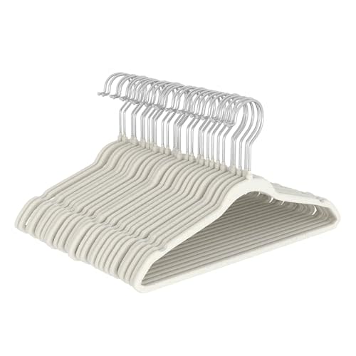 UNKU Baby Hangers Velvet,50 Pack Durable Baby Hangers for Closet, Perfect Infant & Toddler Clothes Non Slip for Everyday Use - Rice White