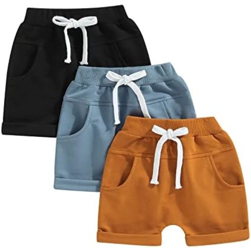 Baby Boys' Toddler 3-Pack Pull-on Jogger Shorts Knit Shorts Classic Fit Elastic Waist Shorts Kids Multipacks Pants